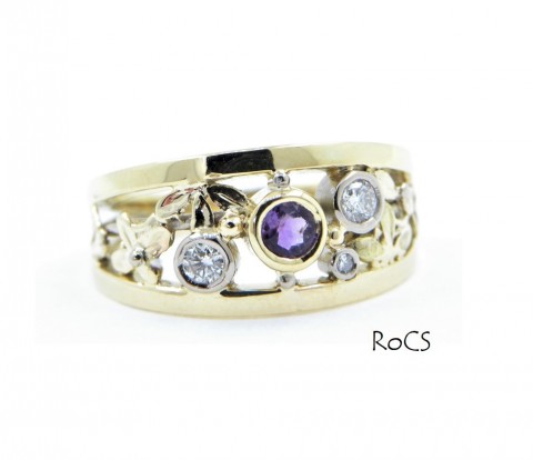 Amethyst and diamond set band image