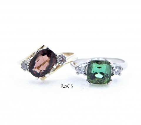 Spinel and tourmaline both set with diamond accents image