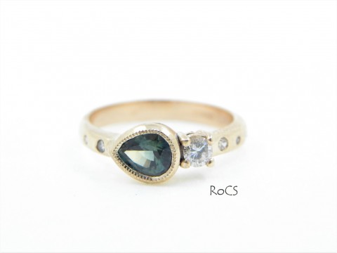 Parti colour sapphire and diamond ring image