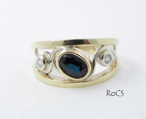 Koru inspired sapphire & diamond ring image