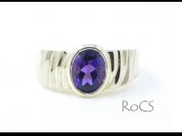Textured band set with Amethyst in sterling silver image