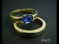 Tanzanite engagement ring and wedding band image