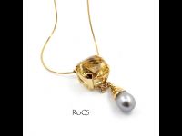 Scapolite and cultured pearl necklace image